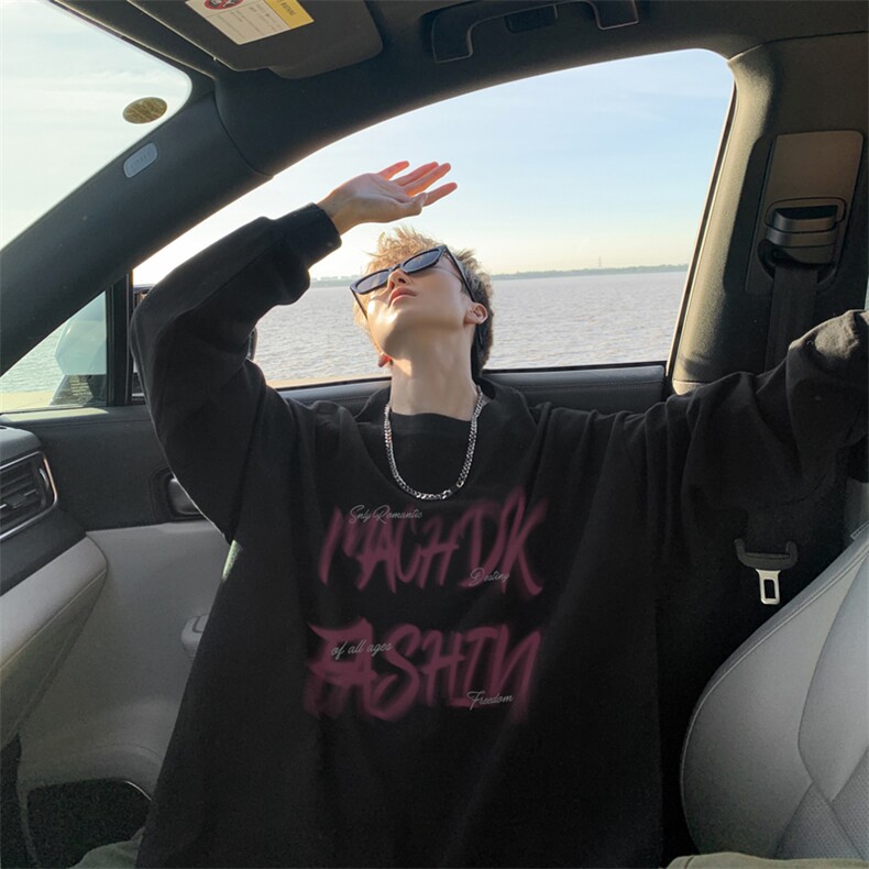 拼款春秋新款外景港风重磅长袖T恤男潮青年宽松薄卫衣CX00181/P30，男装T恤，电商B316