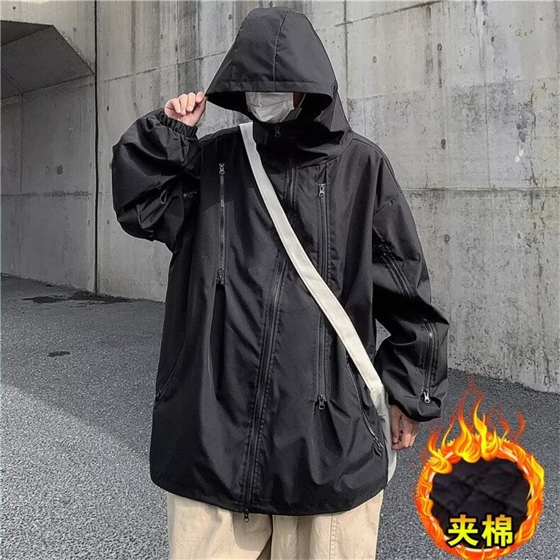 机能冲锋衣外套男冬季美式连帽高领夹克情侣装Y6568-P60 加绒p80图片