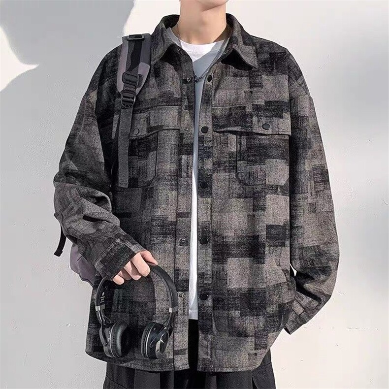 秋季款重工原版高品质J45#格纹牛仔夹克外套黑色LS455P77，男装夹克，星座1013-5