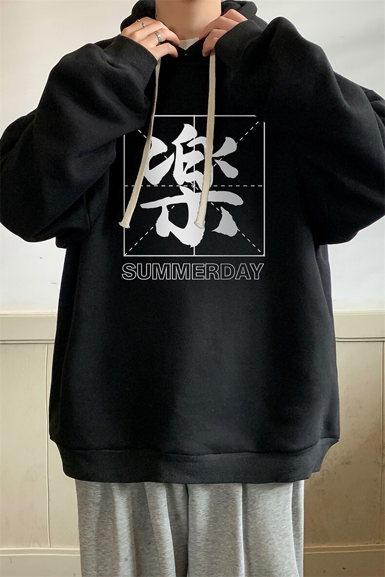 纯棉连帽卫衣男大码运动帽衫宽松薄WY2197-P35加绒款-P40,男装卫衣,电商A040
