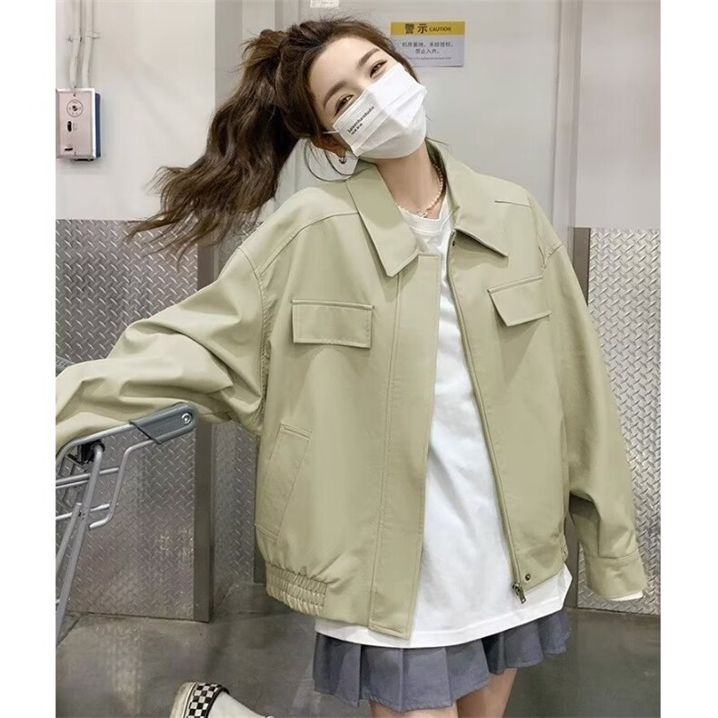 G128-P60美式复古黑色机车皮衣2025年新款春秋款pu皮夹克短款,男装夹克,电商B323A
