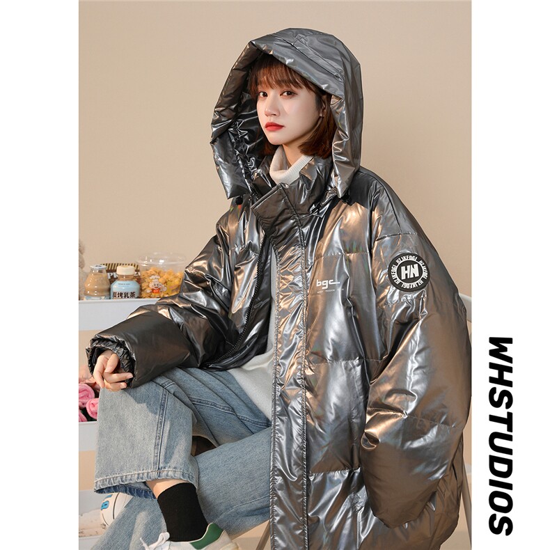 中性风冬季ins炫彩亮面设计感贴标保暖连帽羽绒服YR100P255控298，男装羽绒服，A247A