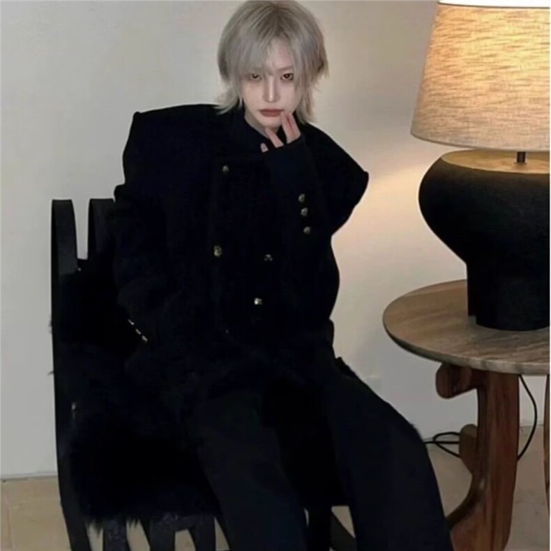 春秋冬季高级感韩版时尚套装短款小香风毛呢西服男士编织法式外套,男装西服,四季星座505
