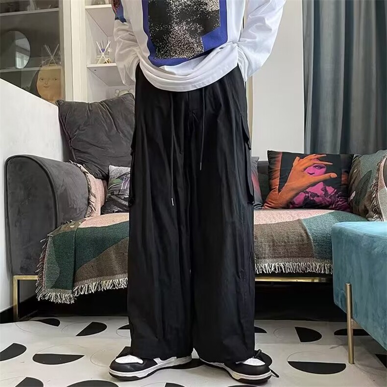 欧美高街工装裤男女同款显瘦宽松多口袋束脚运动垂感休闲裤,男装休闲裤,星座218-1（原230）