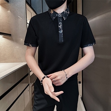 抖音碎花短袖T恤翻领Polo衫D342-B8120-P40，男装T恤，电商D342
