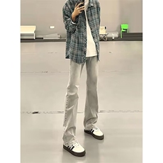 美式高街微喇牛仔裤夏季新款直筒修身显瘦柳叶弯刀裤子XN7024，男装牛仔裤，星座208-5