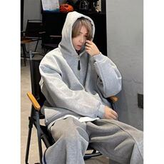 潮牌美式复古纯色半拉链连帽卫衣男女款秋冬宽松外套WJ59，男装卫衣，星座1116A（原606A-3）