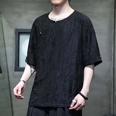2025夏季新款风男汉服盘扣新中式唐装天丝竹叶衬衫C131-P75，男装衬衫，电商B277(原6028)