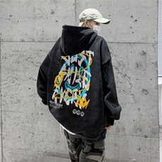 男装做旧加厚连帽卫衣23秋冬季笑脸印花男生外套XZ514-2-6678-P78，女装短外套，星座514-2(原B239)
