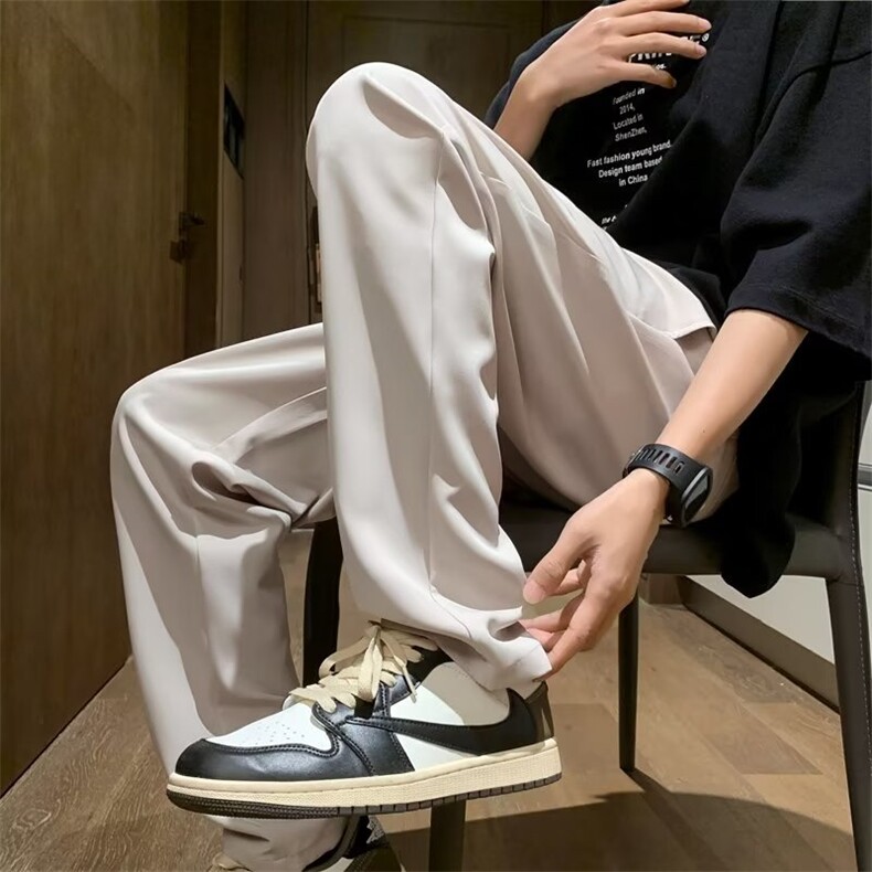 男春夏新款青少年时尚休闲裤冰丝直筒西裤HK136P38图片