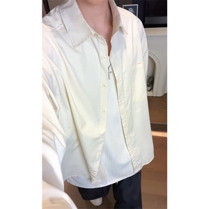 夏季薄荷曼波绿色慵懒风衬衫男薄款防晒长袖衬衣外套C2242-特价46图片