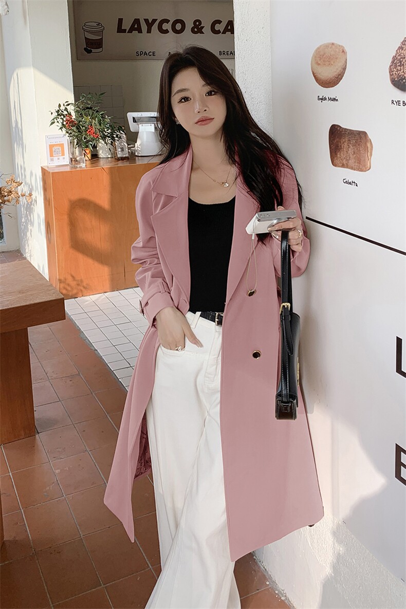 乔觅卡其色风衣女中长款2025年秋季新款韩版收腰小个子大衣外套,女装风衣,沫晗依美
