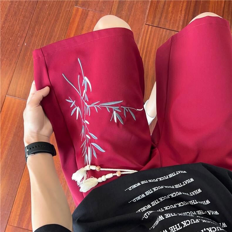 夏季新款新中式刺绣五分裤宽松百搭短裤B315-K24129-p35控48,男装牛仔裤,电商B315
