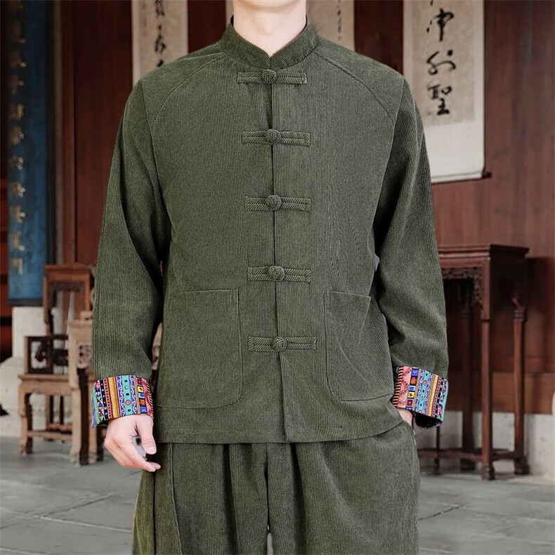 男士外套灯芯绒夹克盘扣立领唐装风XZ1512-2502单夹克-P80,男装夹克,星座1512