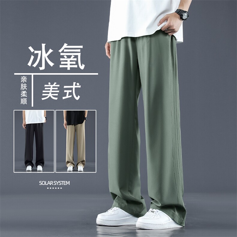 冰丝裤男夏季薄款宽松运动垂感直筒男青少年休闲长裤2060-特批-28图片