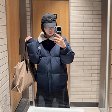 韩系2025冬新款羊羔毛翻领羽绒棉服女学生短款面包服藏青外套，男装棉衣，星座1210-1