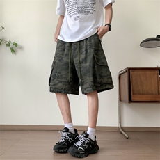 迷彩工装短裤男款hiphop五分裤高街潮牌休闲中裤D0636-P48，男装牛仔裤，星座308B-2