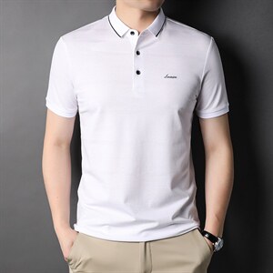 夏季新款男士翻领短袖t恤中年有领男装上衣服休闲POLO衫图片