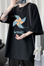 HT73112-P22华夫格t恤男短袖男大码五分袖短句风，男装T恤，电商A040