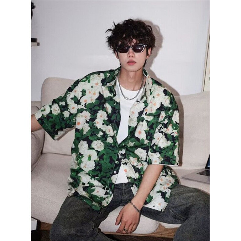 夏威夷碎花短袖衬衫男夏季衬衣港风休闲痞帅上衣男生印花C3609，男装T恤，星座1116A（原606A-3）