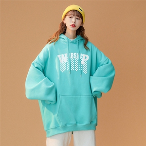 ！2024春装慵懒潮流韩版小众字母印花连帽卫衣 W270 P35控58图片