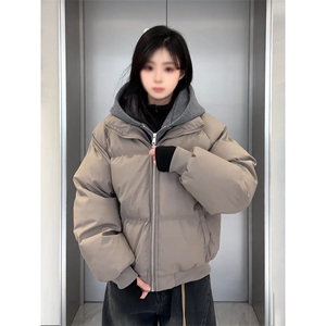 1506-1/MS60651/P119美式假两件连帽PU皮衣棉服男款冬季加厚百搭图片
