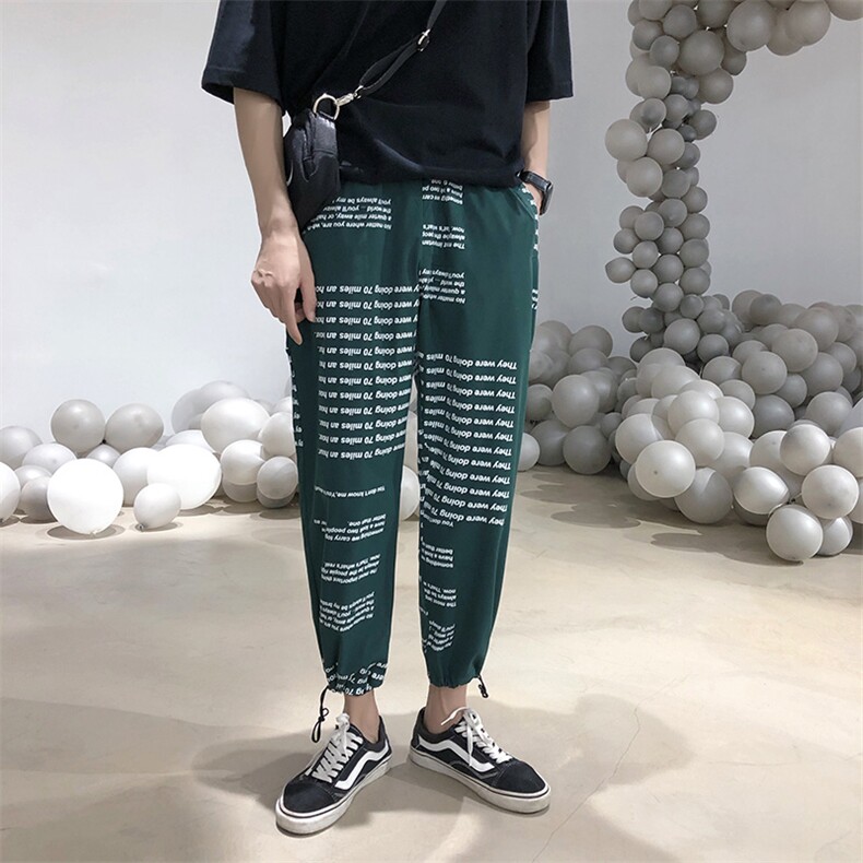 新款大货ins超火的满印束脚裤港风休闲男情侣宽松长裤N001,男装休闲裤,星座1501