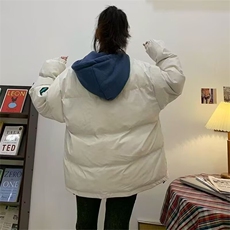 1506/Q2100/P64冬季加绒加厚面包服新款潮流日系简约棉衣外套男，男装棉衣，星座1506
