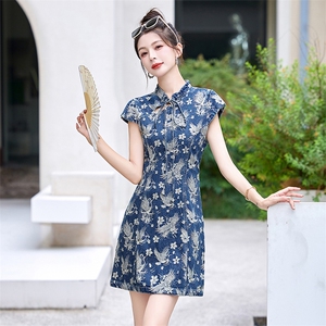 新中式国风牛仔连衣裙女2024新款夏季薄款小个子气质高级感超好看图片