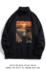 白底新款秋季时尚百搭宽松字母印花加绒加厚毛衣M949P50控68，男装针织衫/毛衣，电商A247-1