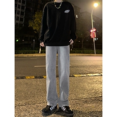 B221美式高街水泥灰弹力直筒牛仔裤LK24146-P60控79加绒P70控99，男装牛仔裤，电商B221