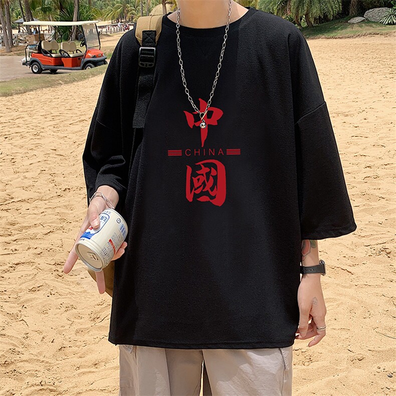 Q11198-P30春夏季七分袖t恤男大码五分袖男短袖中袖,男装T恤,电商A040