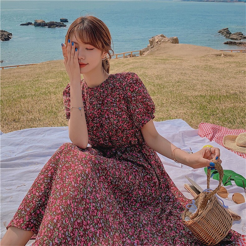 现货主推！2021夏季新款碎花连衣裙163-8800-P90-控138,女装连衣裙,拾菱