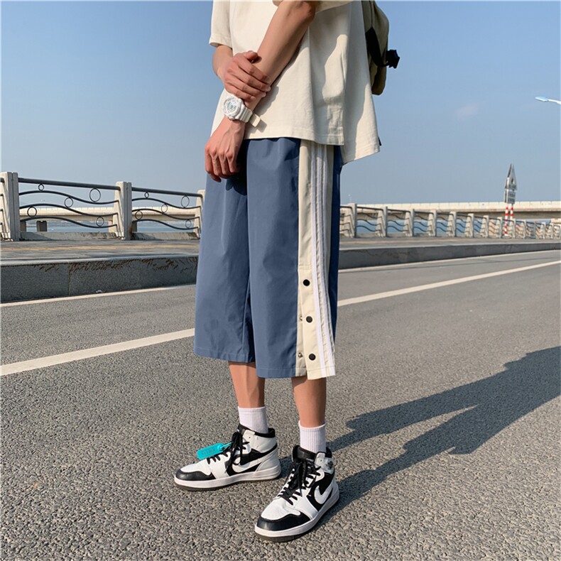 K3038/P30夏季新款7分裤中裤男短裤宽松大码排扣开衩七分裤男控48,男装休闲裤,电商A141