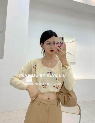 针织绣花两件套，女装，REVE LIU