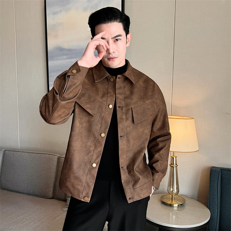 男士休闲皮夹克秋季潮流机车皮衣外套青年A266-PY009-P100控168图片