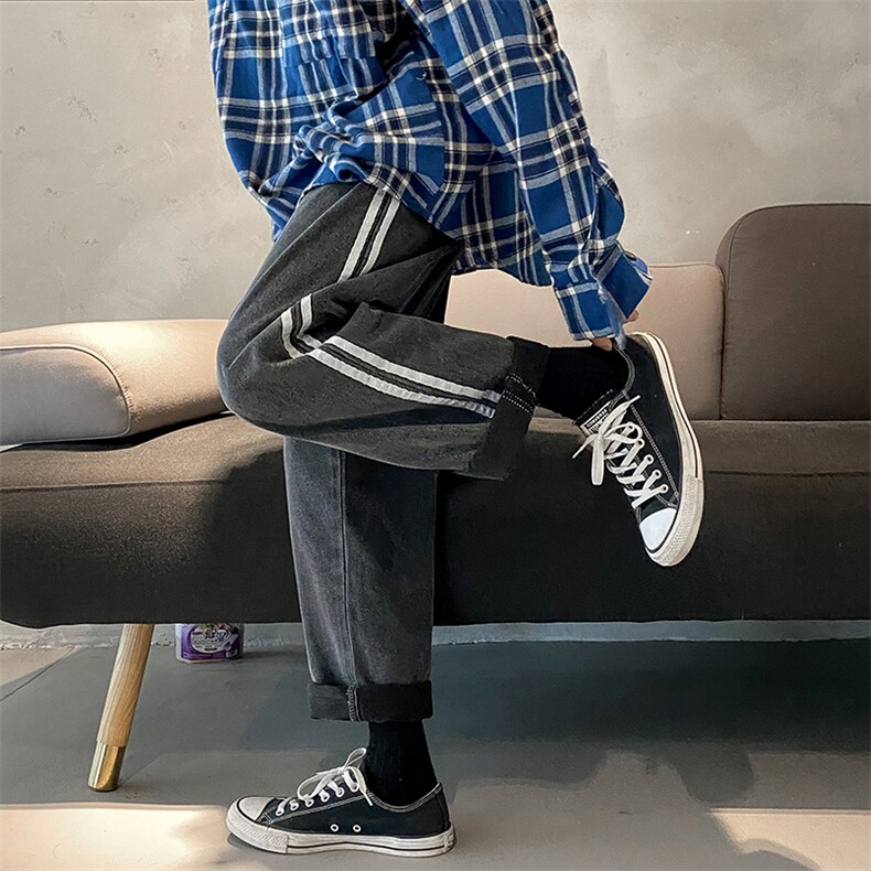 早秋宽松直筒条纹牛仔裤百搭九分裤XZ707-KZ930-P50+限价68,男装牛仔裤,星座707