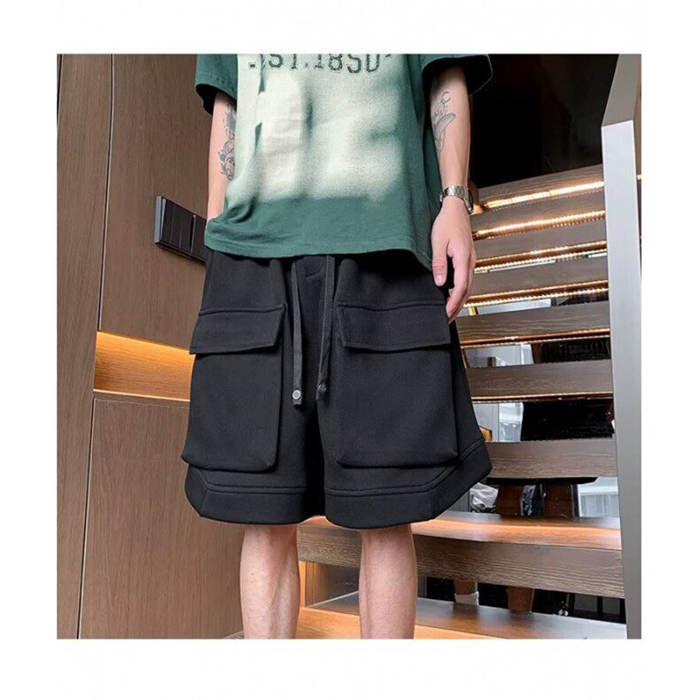 夏季新款美式短裤男潮牌薄款设计感小众宽松大码运动休闲五分裤子,男装牛仔裤,四季星座505