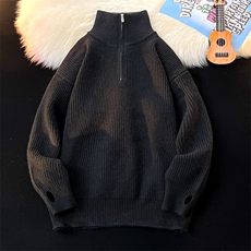 8XL-M立领半拉链毛衣男大码慵懒风宽松日系针织衫外套MY19002P78，男装针织衫/毛衣，电商B312
