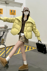 短款羽绒服女2024冬季韩系超好看连帽面包服白鸭绒厚外套图片