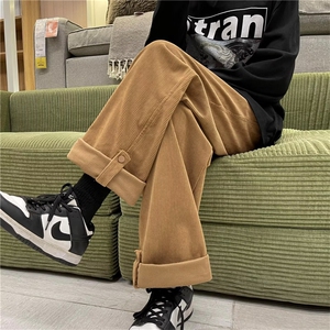 韩版九分裤喇叭工装裤冬季时尚潮牌休闲裤男纯色宽松型 K5584-P33图片