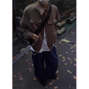 威尔士亲王千鸟格哈灵顿短夹克设计感上衣 JK001 特P100 加绒110图片