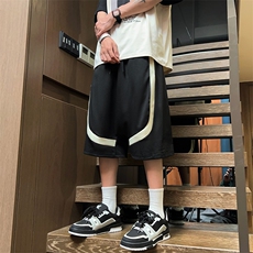 06街头篮球风网眼拼接短裤阔腿低裆六分运动裤XZ211-1-K2421-P45，男装牛仔裤，星座211-1