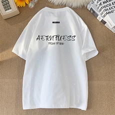 可48小时发货支持抖音得物来样二开美式满天星亮片短袖T恤MTX670，男装T恤，电商A486-1
