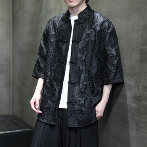 2025夏季薄款风 提花短袖男新中式衬衫T963-P60图片