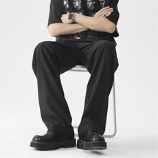 垂感直筒裤薄款冰丝宽松阔腿潮运动休闲2028特批22，男装休闲裤，星座718-1