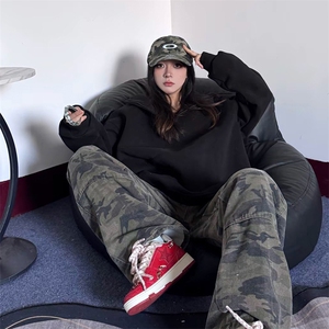 抖音得物高品质二开 25秋冬美式重磅宽松纯色连帽拉链高领卫衣W65图片