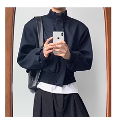 休闲垫肩夹克宽松立领设计感短款加厚外套男女J4355-P72，男装夹克，星座1001-1