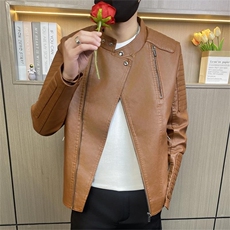 JK779-P98控138社会小伙皮衣男士潮流皮夹克青年修身机车服外套，男装皮衣，电商D310B-1