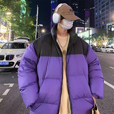 新款羽绒服男女同款宽松时尚潮流拼接色A068-BDYRY21-TP180，男装羽绒服，电商A068
